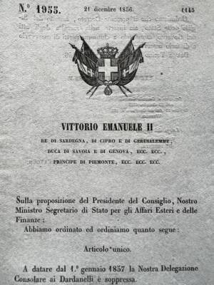 DARDANELLI CONSULATE 1856 EMBASSY RARE ITALIAN STATES GENUINE LAW PAPER ITALY