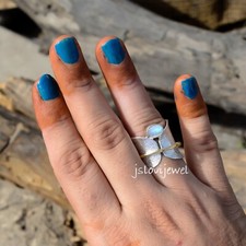 Rainbow Moonstone Gemstone 925 Sterling Silver Stylish Spinner Jewelry Ring