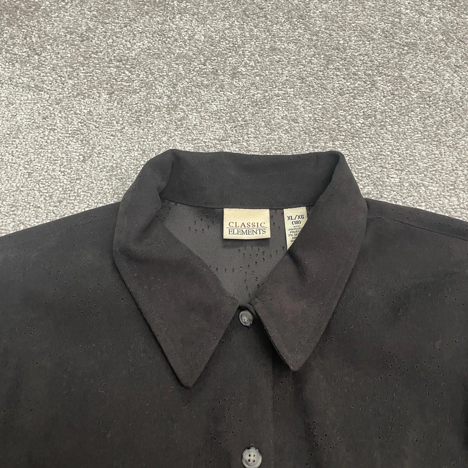 Camisa clásica con botones para mujer XL negra manga larga ropa de trabajo informal Foto 3 de 4