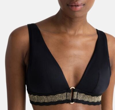 DORINA Bole High Apex Bikini-Oberteil Microfaser Jacquard schwarz / goldfarben