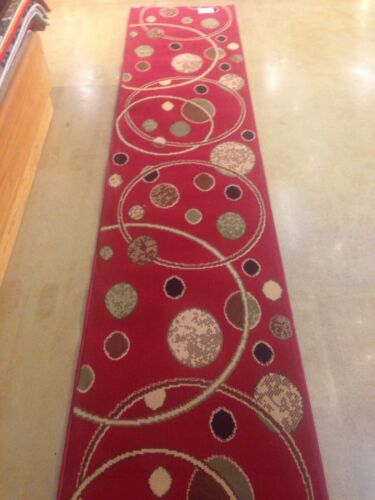 20 FOOT CUSTOM STAIR - HALLWAY RUG RUNNER 23' WIDE BEIGE, RED, LOW PILE
