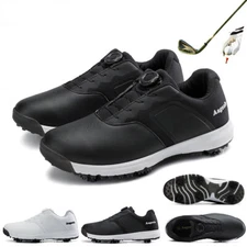 Golf Men's Leather Shoes Turnbuckle Waterproof Sneakers Golf Training Shoes 