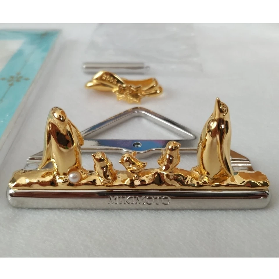 Marco de fotos Mikimoto Pearl Penguin 2005 azul claro delantero/rosa trasero con caja Foto 4 de 4