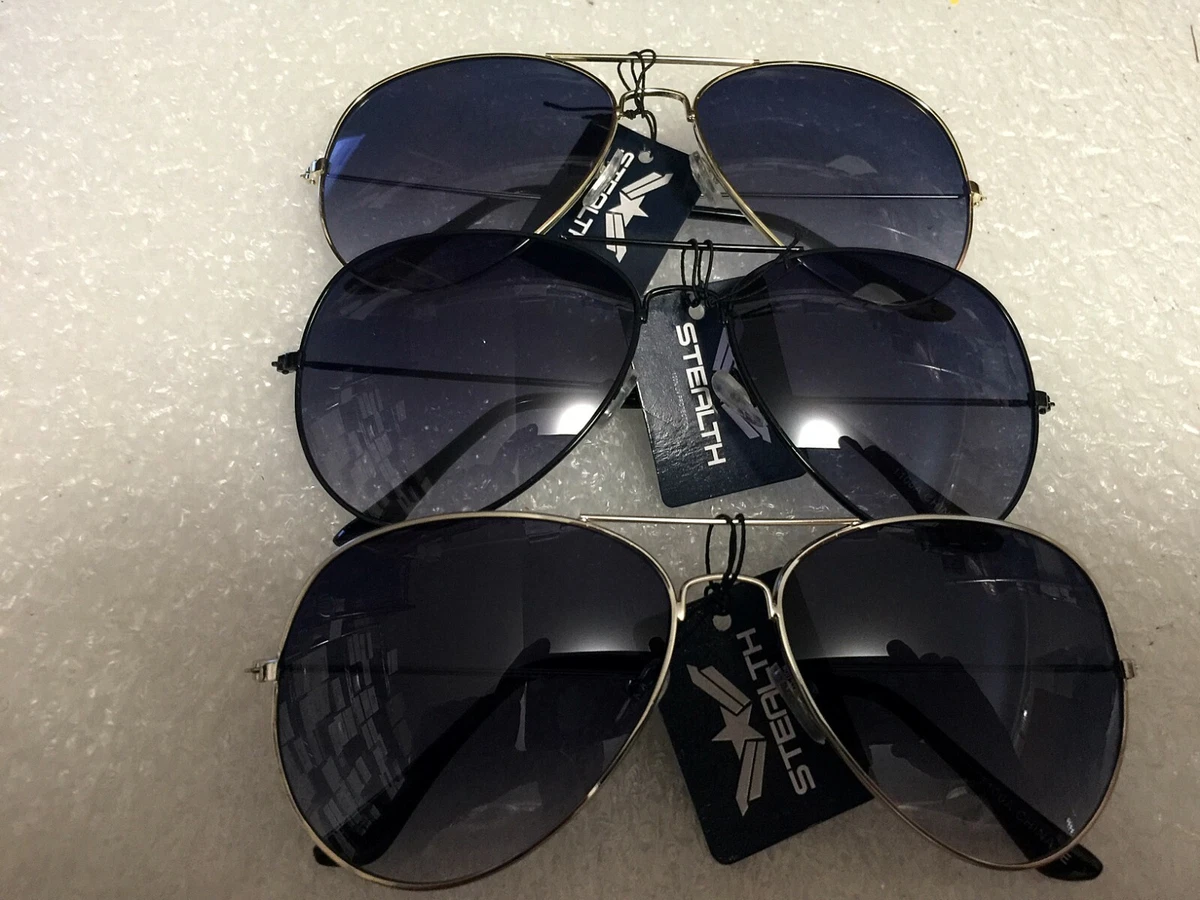 AVIATOR SUNGLASSES WITH GRADIENT NAVY BLUE LENS SILVER BLACK OR GOLD FRAME