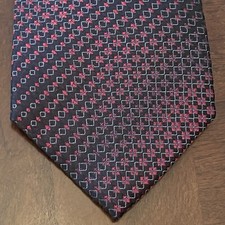 Kenneth Cole Reaction Red Black 100 Silk Men  s Neck Tie Made In China