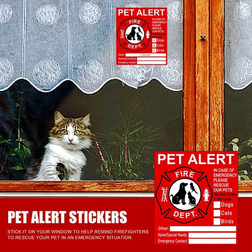 6pcs Pet Alert Safety Fire Rescue Sticker - Save Our Pets Emergency Pet Inside - Picture 4 of 13