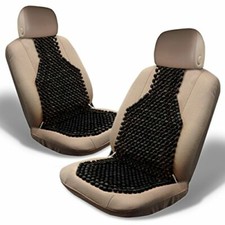 CAR SEAT CUSHION Wood Beaded Massaging Double Strung Black Set of 2 ZONE TECH
