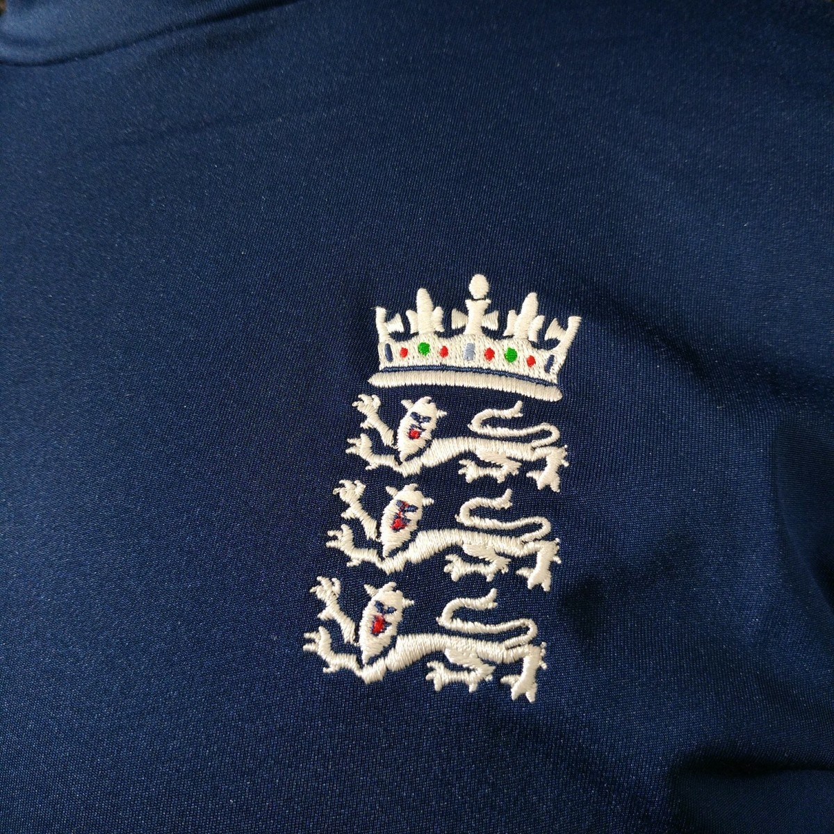Chemise De Cricket Admiral England Homme - Taille XL - Bleue En Jersey Brodée - Occasion Fonctionnelle