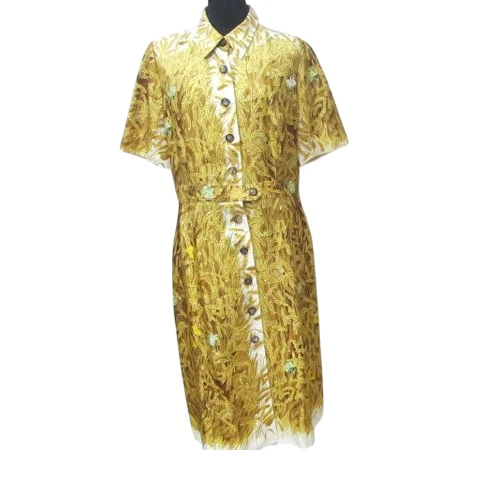 HERMÈS Autentica camicia Hermes vintage manica corta abito seta taglia 42