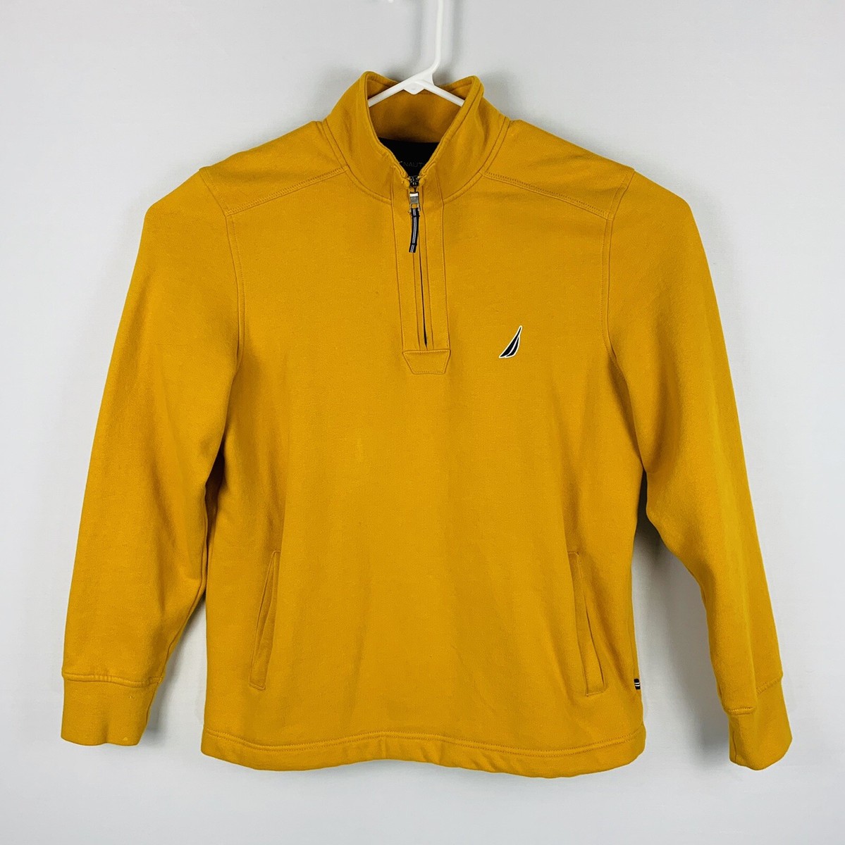 offshoreページ Nautica K73172 Men's 1/4 Zip Fleece Yellow Sweatshirt Long Sleeves
