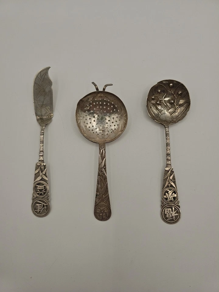 CUCHILLO COLADOR DE TÉ CHINO PLATA CUCHARA 950 Plata Foto 2 de 4