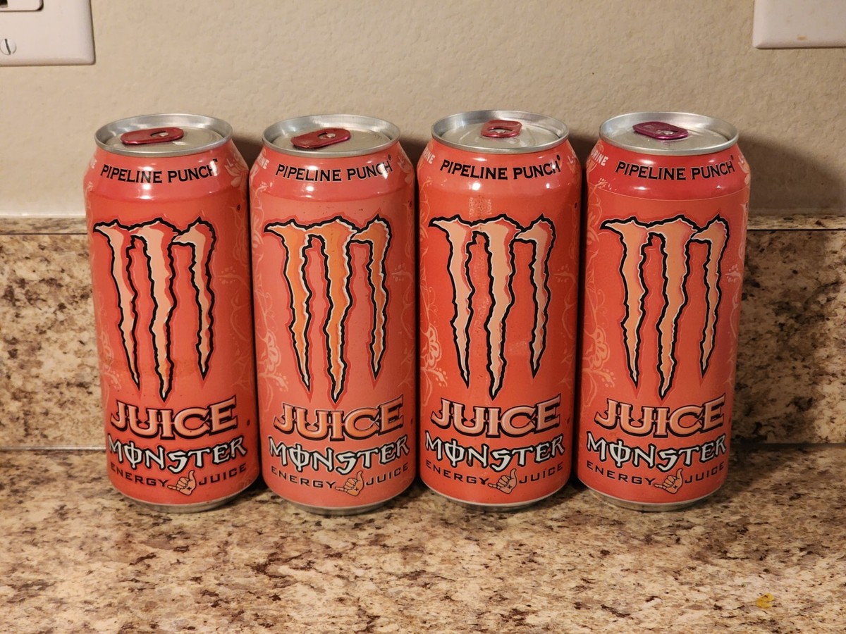 Lot Of 4 Monster Energy Pipeline Punch Old SKU Full 16oz