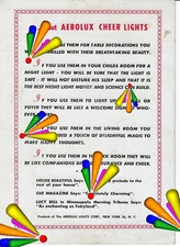 ORIGINAL 1950s AEROLUX ADVERTISING COUNTER CARD, HEAVY PASTEBOARD CONSTRUCTION.