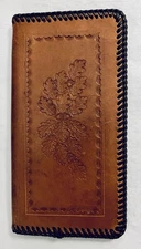 Vintage Brown/Rust Hand-Tooled Checkbook Cover Western Style ‘J&S’ on Front