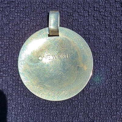 RLM Robert Lee Morris Studios Sterling Silver  One World  Hammered Disc Pendant