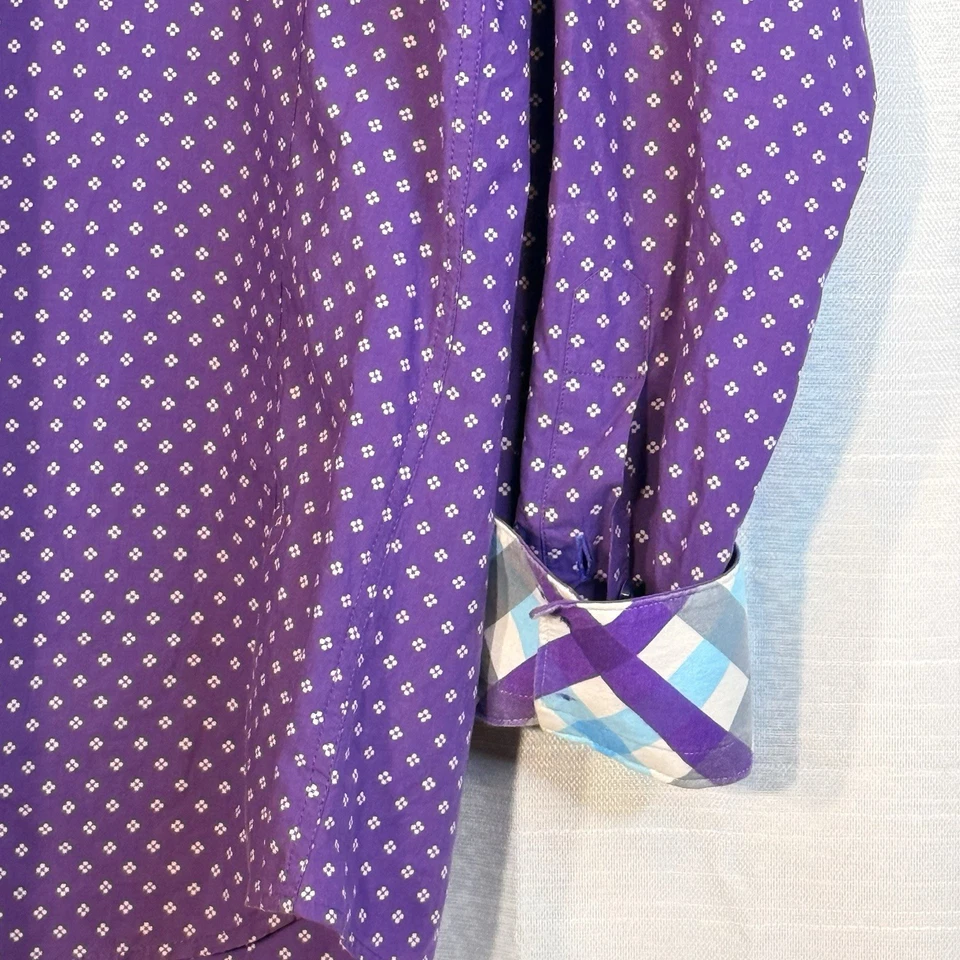 Camisa Hombre Bertigo Manga Larga Algodón Morado y Blanco Talla 5/XL Estampado Contraste Foto 4 de 4