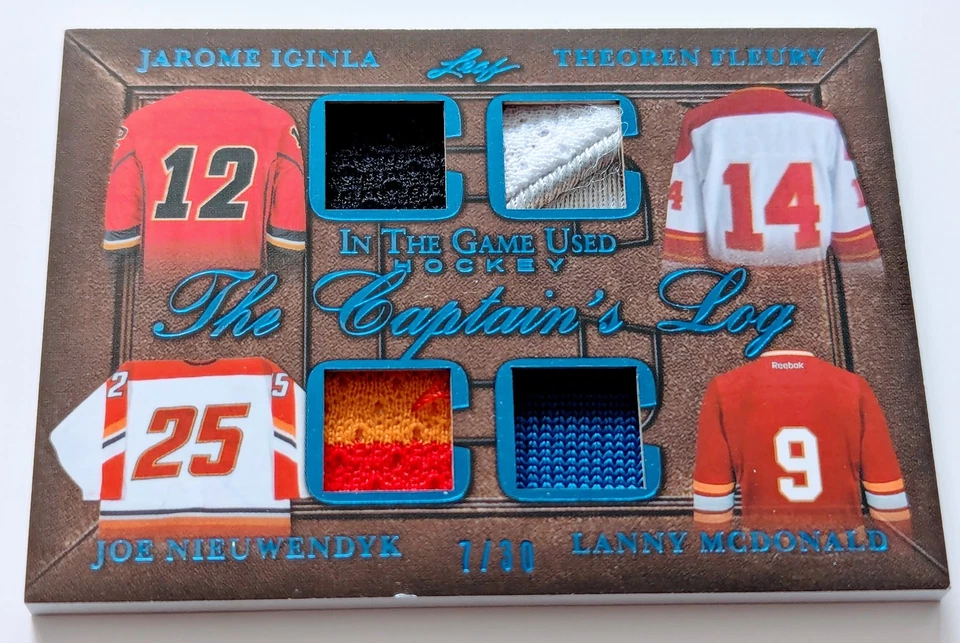 🔥#/30 IGINLA MCDONALD FLEURY NIEUWENDYK 4 QUAD RELICS 2020-21 LEAF IN GAME USED - Image 2 of 4