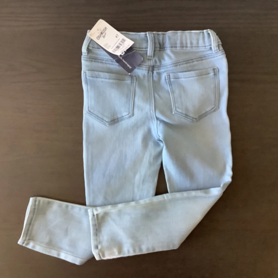 NWT OshKosh B'Gosh girls Denim Jegging Leggings Blue And Purple Tee Size 4T - Image 3 of 4