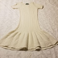 Sam Edelman Wool Blend Sweater Dress Womens Size XS Cream Fairy Preppy