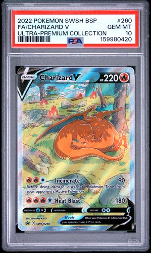 2022 POKEMON SWORD & SHIELD UPC PROMO #260 FULL ART/CHARIZARD V PSA 10