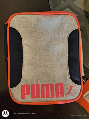 NEW PUMA Logo 9x7.25'' MVP Insulated Lunch Box Lunchbox Bag Gray Pink And Navy