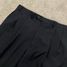 Ralph Lauren 100 Wool Dress Pants Navy Blue Pleated Cuffed Men  s Size 38x32