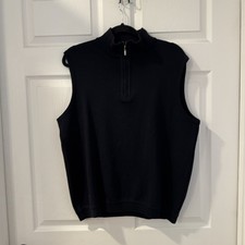 St Croix Vest Mens L Blue 1/4 Zip Sweater Vest Made In USA