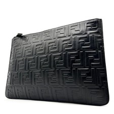 Borsa pochette FENDI Mboss Zucca FF in pelle nera autentica