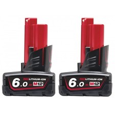 Milwaukee M12B6 12V 6.0Ah RedLithium-Ion Batteries (Twin Pack)