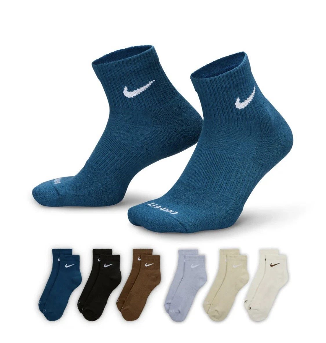 Nike Everyday Plus Dri-FIT Ankle Socks 6 Pair Blue Sequoia Moss Sail Medium 6-10
Opens in a new wind