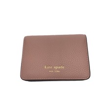 Kate Spade New York Card Case/Business Card Holder, Leather, Pink x Beige, Women