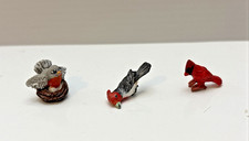 3 Vtg Birds Woodpecker Cardinal Bird on Nest Signed KP '91 Dollhouse Mini 1:12