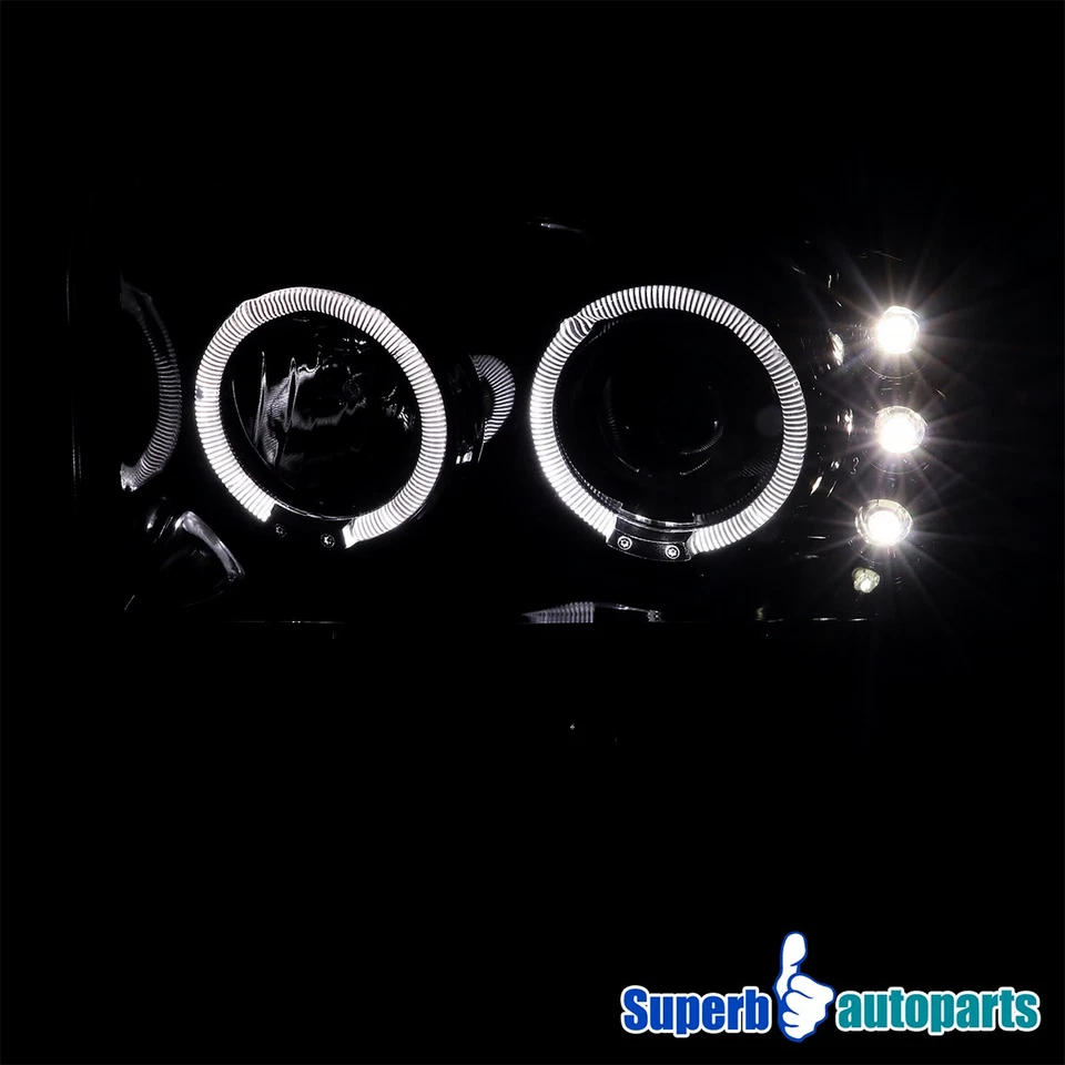 Fits 99-04 Ford F250 F350 Super Duty Polished Black Halo Projector Headlight Foto 4 de 4