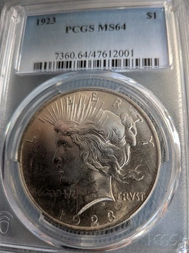 1923-P $1 Peace Silver Dollar PCGS MS 64 Uncirculated UNC BU #b
