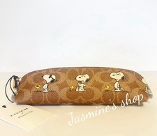 NWT Coach X Peanuts Pencil Case In Signature Canvas With Snoopy Print CBT17