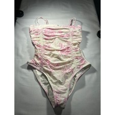 Shade & Shore Pink Floral Ruched One Piece Sw...