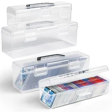 4 Pack Trading Cards Storage Boxes, 2 Different Clear Plastic Playing Card Ca...