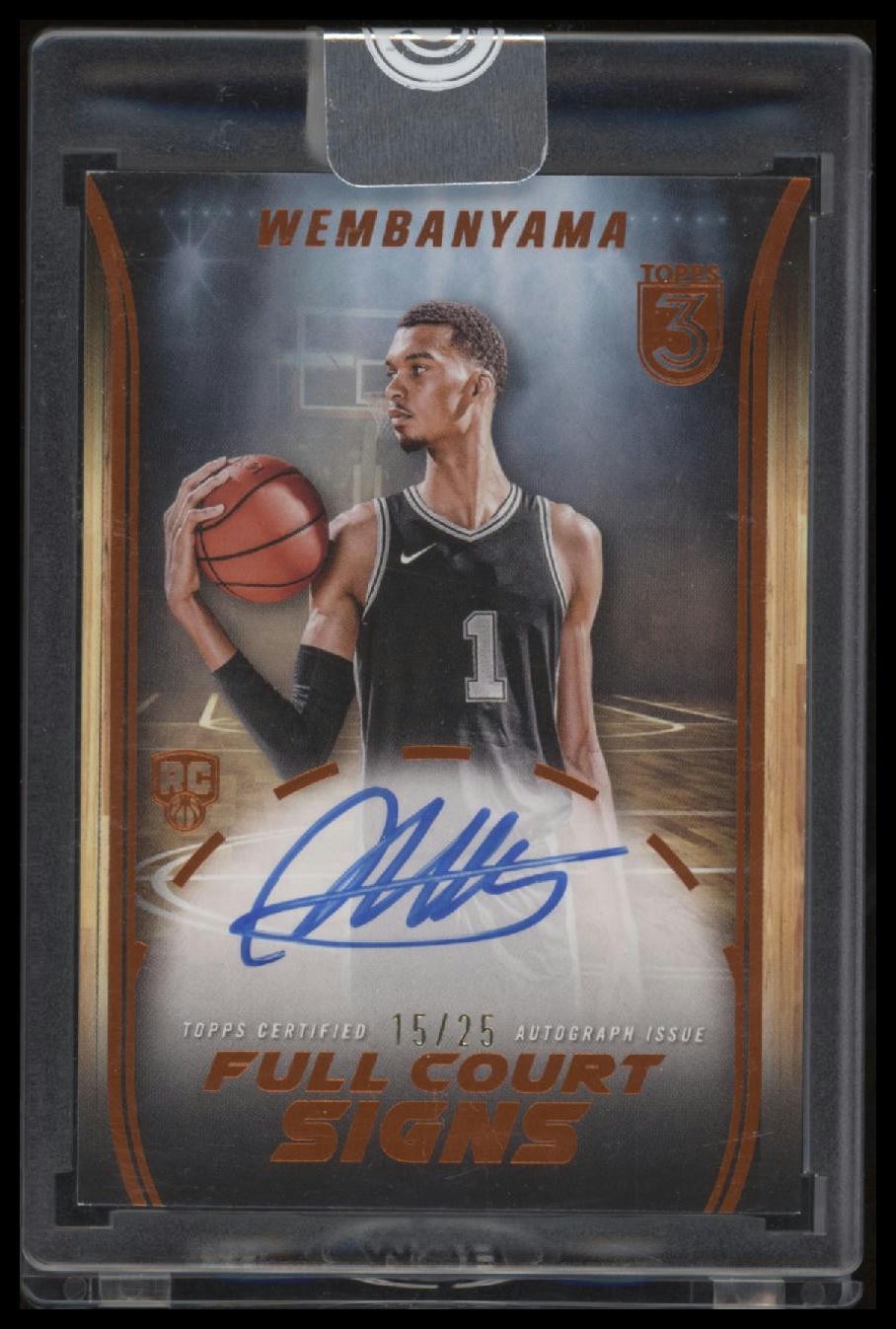 2023-24 Topps Three Full Court Signs Victor Wembanyama Auto RC /25 #FCS-VW