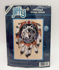 New Jiffy Counted Cross Stitch 16694 Wolf Spirit 5"x7" Vintage 1999 Made in USA
