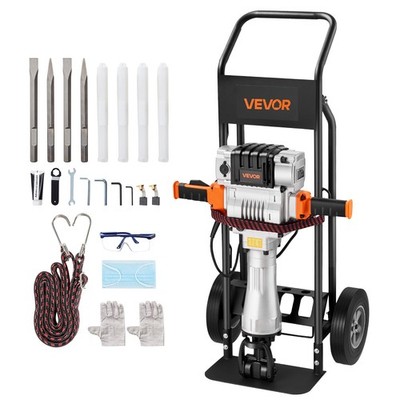 VEVOR Demolition Jack Hammer Electric Concrete Breaker 2100 W 1650 BPM Trolley