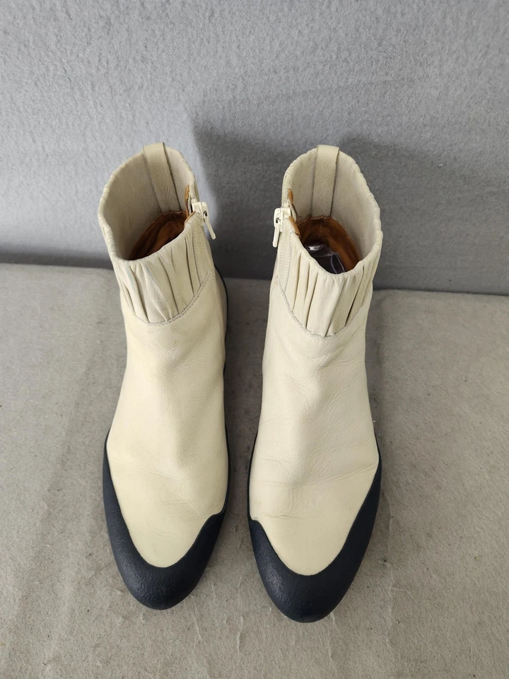 Botas Coclico Mujer 39 Cuero Negro Crema Cremallera al Tobillo Acanaladas Hechas Ecológicas España US8 Foto 3 de 4