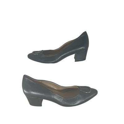 Naturalizer Caprice Pumps 9M Black Leather Block Heel Pointed Toe Professional