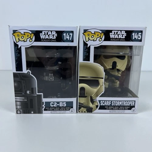 Star Wars Rouge One Funko Pop Lot Of 2 Scarif Stormtrooper C2-B5 145 147