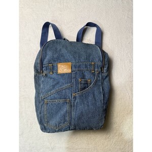 Vintage Denim Backpack Small Grunge Faded Jean Bag Festival Boho Retro Y2K Upcycled Denim Backpack: Small Leather Accent Bag - Etsy main image 4
