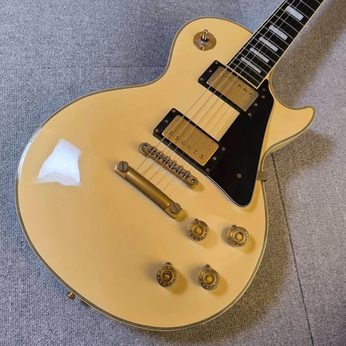 Burny Les Paul Custom Type White Fernandes Electric Guitar Used