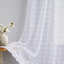 White Sheer Curtains 84 Inches Long for Living Room Bedroom Farmhouse White P...