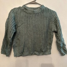 Kids Sadie  Sage Green Knit Sweater Textured Crew Neck Small Cute