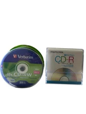 Verbatim CD-RW Discs 700MB/80min 12X Spindle 25/Pk And CD-R 10 Pk