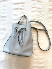 FURLA Shoulder Bag Handbag Drawstring bag Leather Griege Gold Handware fm Japan