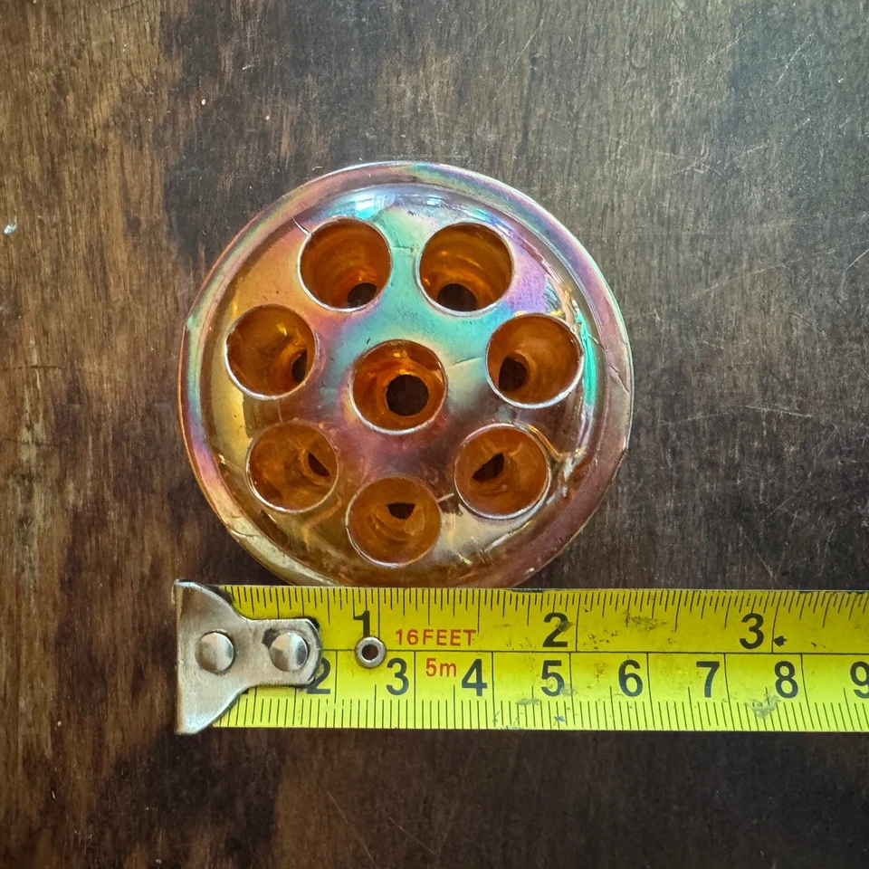 Jarrón vintage iridiscente de carnaval flor rana arreglador floral Foto 3 de 4